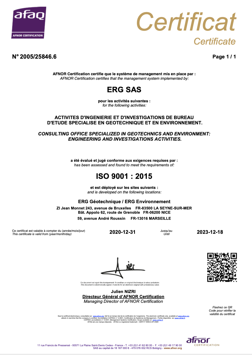 Certificat ISO 9001